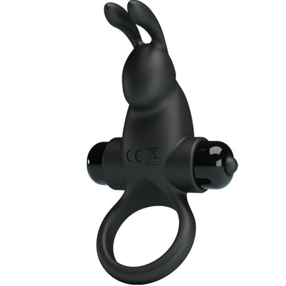 PRETTY LOVE - VIBRIERENDER RING + RABBIT-KLITORISSTIMULATOR 10 VIBRATIONEN SCHWARZ