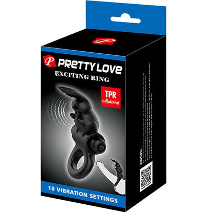 PRETTY LOVE - AUFREGENDER RING RABBIT VIBRATOR RING 10 VIBRATIONEN SCHWARZ