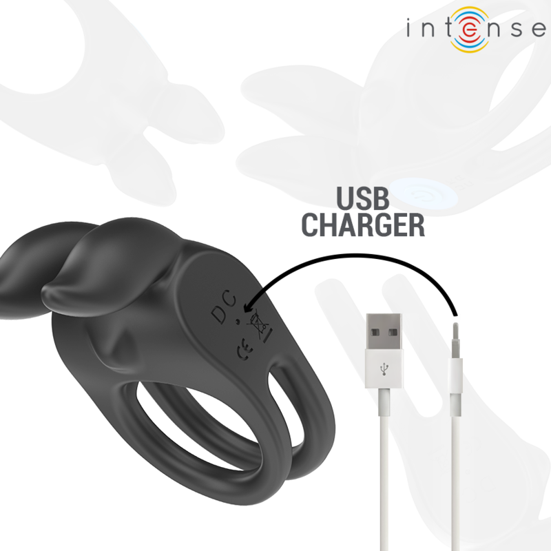 INTENSE - SAM VIBRATOR DOPPELPENISRING 10 VIBRATIONEN SCHWARZ