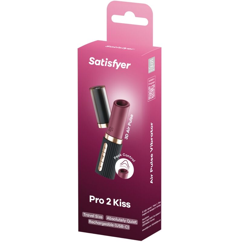 SATISFYER - PRO 2 KISS WAVE KLITORISSTIMULATOR GRANAT / SCHWARZ