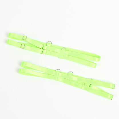 SUBBLIME - 955328 BH-SET MIT SPITZE UND STRUMPFBÄNDERN GRÜN UND BLAU L/XL