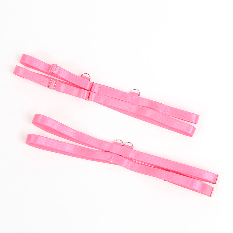 SUBBLIME - 955359 BH-SET MIT SPITZE UND STRUMPFGLIEDERN ROSA UND LILA S/M