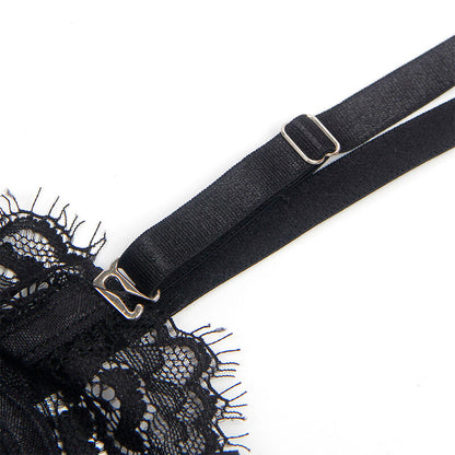 SUBBLIME - 955496 Spitzenbody mit Schleifen und Strapsen Schwarz S/M