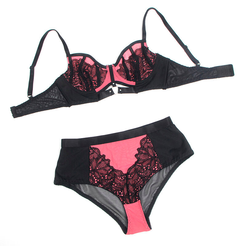 SUBBLIME - 955588 ROSA LACKLEDER-NETZ-REISSVERSCHLUSS-BH-SET L/XL