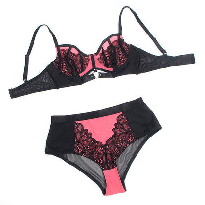 SUBBLIME - 955588 ROSA LACKLEDER-NETZ-REISSVERSCHLUSS-BH-SET L/XL