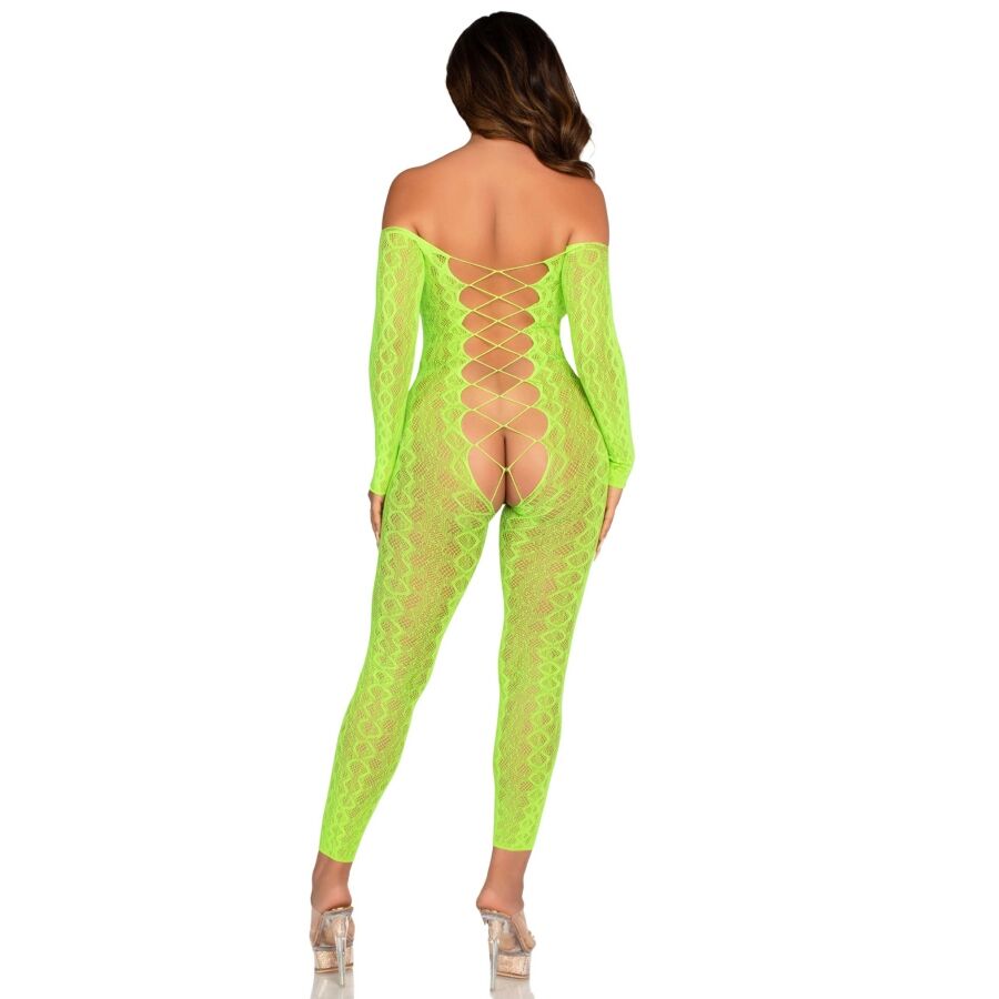 LEG AVENUE - BODYSTOCKING MIT OHNE SCHRITT EXOTIC SNAKE SPITZE NEONGRÜN