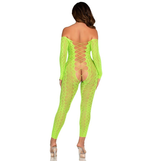 LEG AVENUE - BODYSTOCKING MIT OHNE SCHRITT EXOTIC SNAKE SPITZE NEONGRÜN