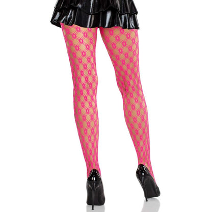 LEG AVENUE - SPITZENSTRUMPFHOSE MIT ÖSEN NEON PINK