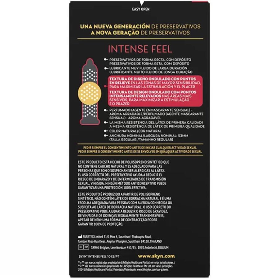 SKYN - INTENSIVES GEFÜHL, STRUKTURIERTES KONDOM MIT WELLENDESIGN, 10 EINHEITEN