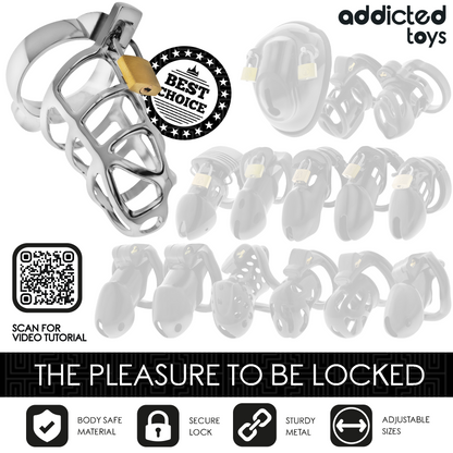 ADDICTED TOYS LOCKED - SILBERNER PENISKÄFIG AUS METALL, GRÖSSE M