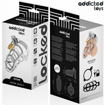 ADDICTED TOYS LOCKED - SILBERNER METALL-PENISKÄFIG MIT SCHLOSS, GRÖSSE S