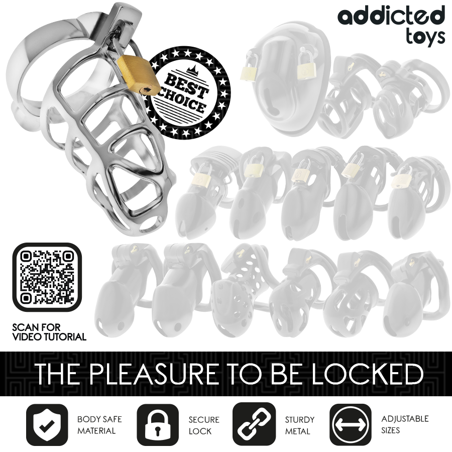 ADDICTED TOYS LOCKED - SILBERNER METALL-PENISKÄFIG MIT SCHLOSS, GRÖSSE S
