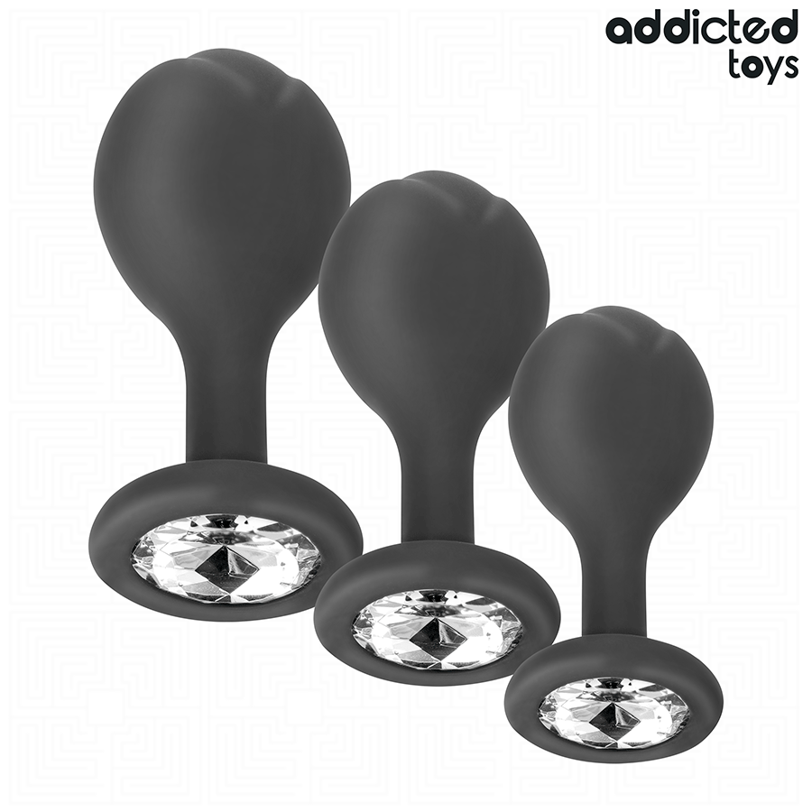 ADDICTED TOYS - 3ER-SET ANALPLUG SILIKON MIT JUWEL