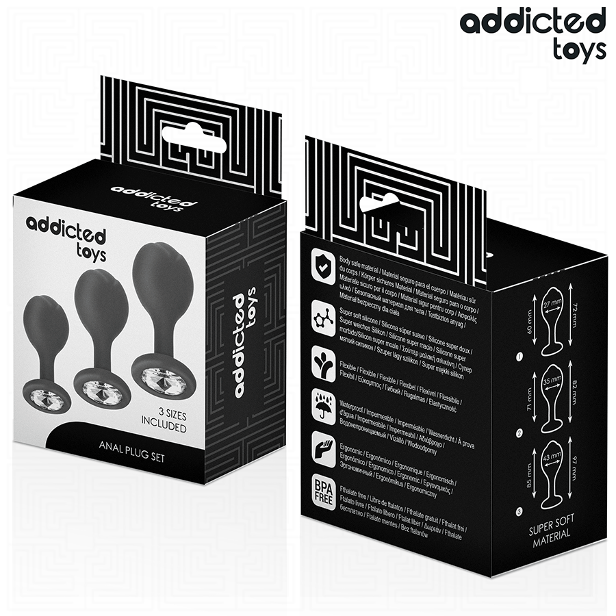 ADDICTED TOYS - 3ER-SET ANALPLUG SILIKON MIT JUWEL