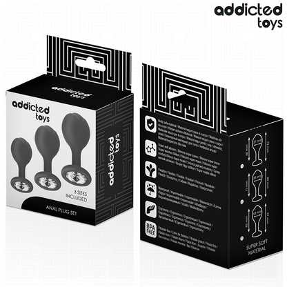 ADDICTED TOYS - 3ER-SET ANALPLUG SILIKON MIT JUWEL
