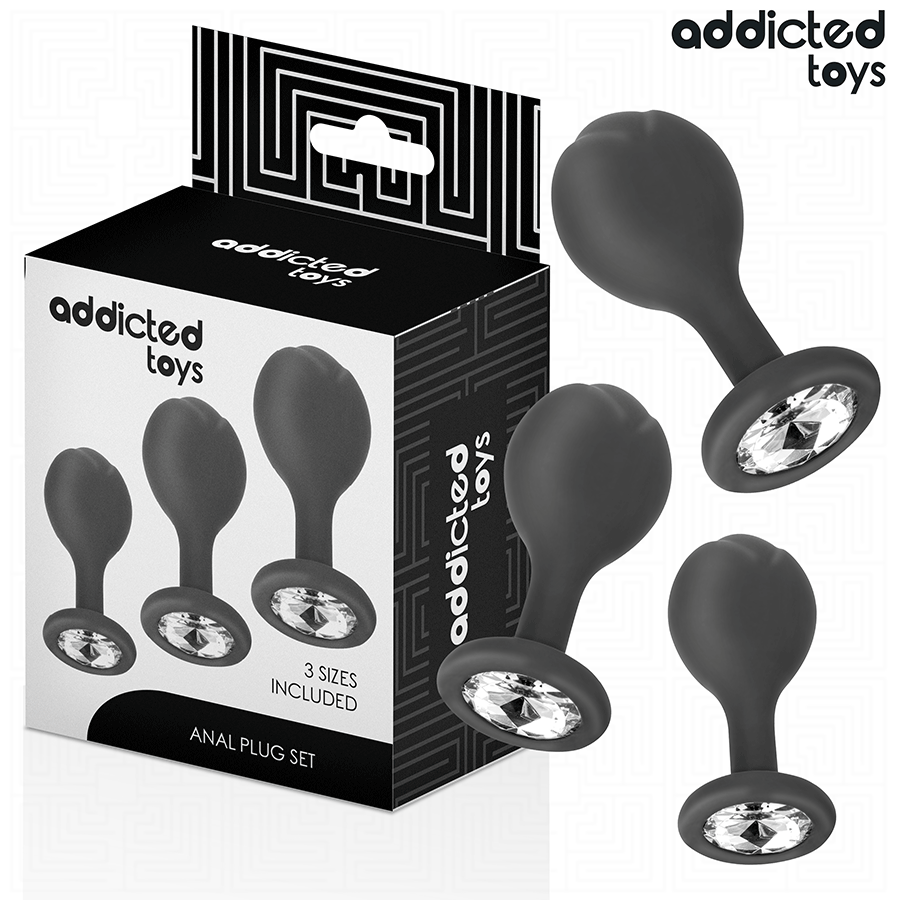 ADDICTED TOYS - 3ER-SET ANALPLUG SILIKON MIT JUWEL