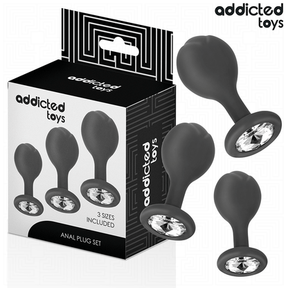 ADDICTED TOYS - 3ER-SET ANALPLUG SILIKON MIT JUWEL