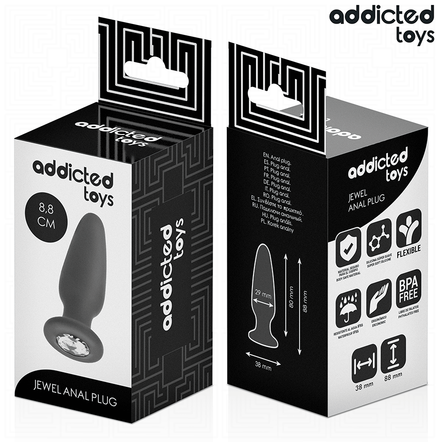 ADDICTED TOYS - ANALPLUG MIT JUWEL SILIKON GRÖSSE S 8,8 CM