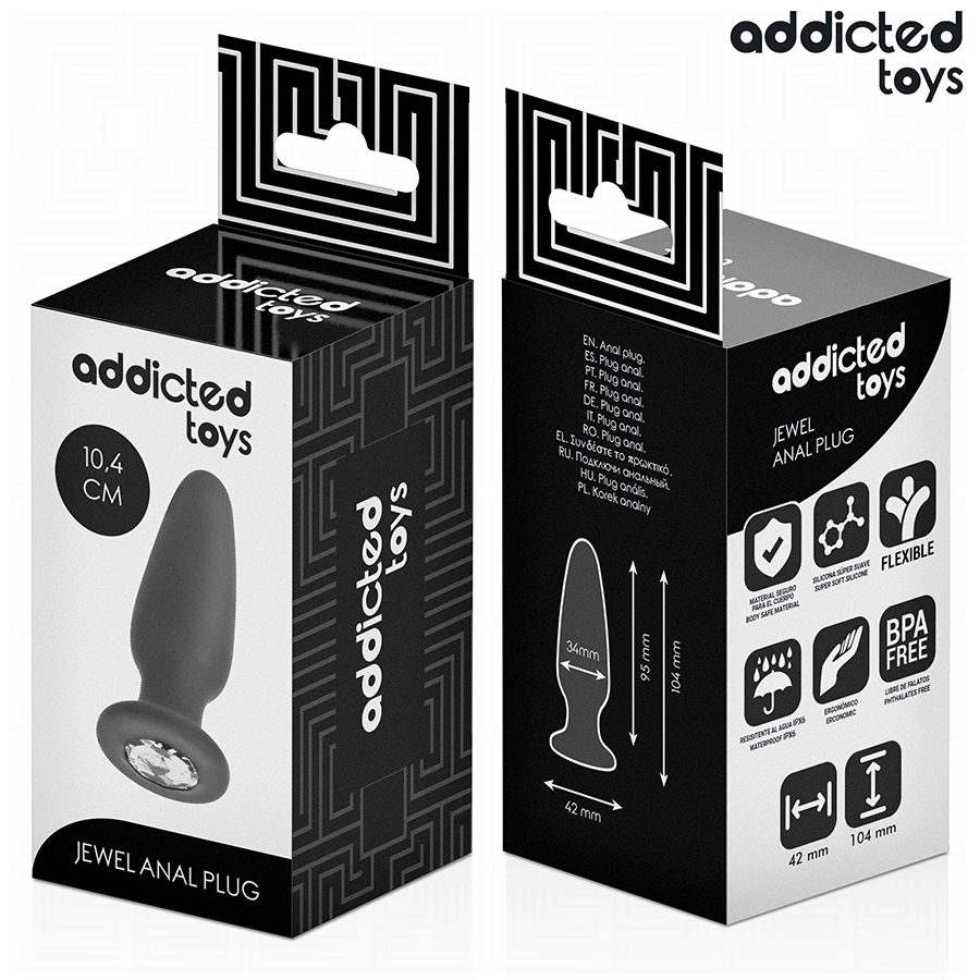 ADDICTED TOYS - ANALPLUG MIT JUWEL SILIKON GRÖSSE M 10,4 CM