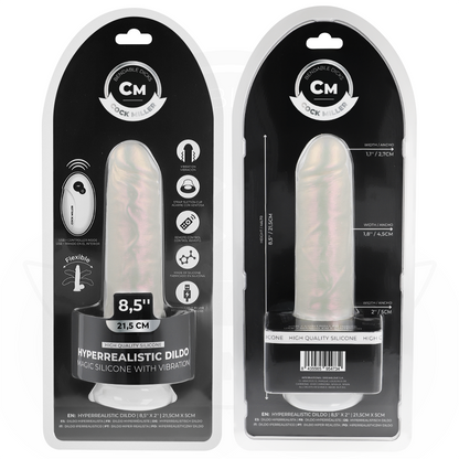 COCK MILLER - DILDO MIT SAUGNÄPFEN, LICHTERN UND VIBRATION MIT FERNBEDIENUNG WEISS 21,5 CM