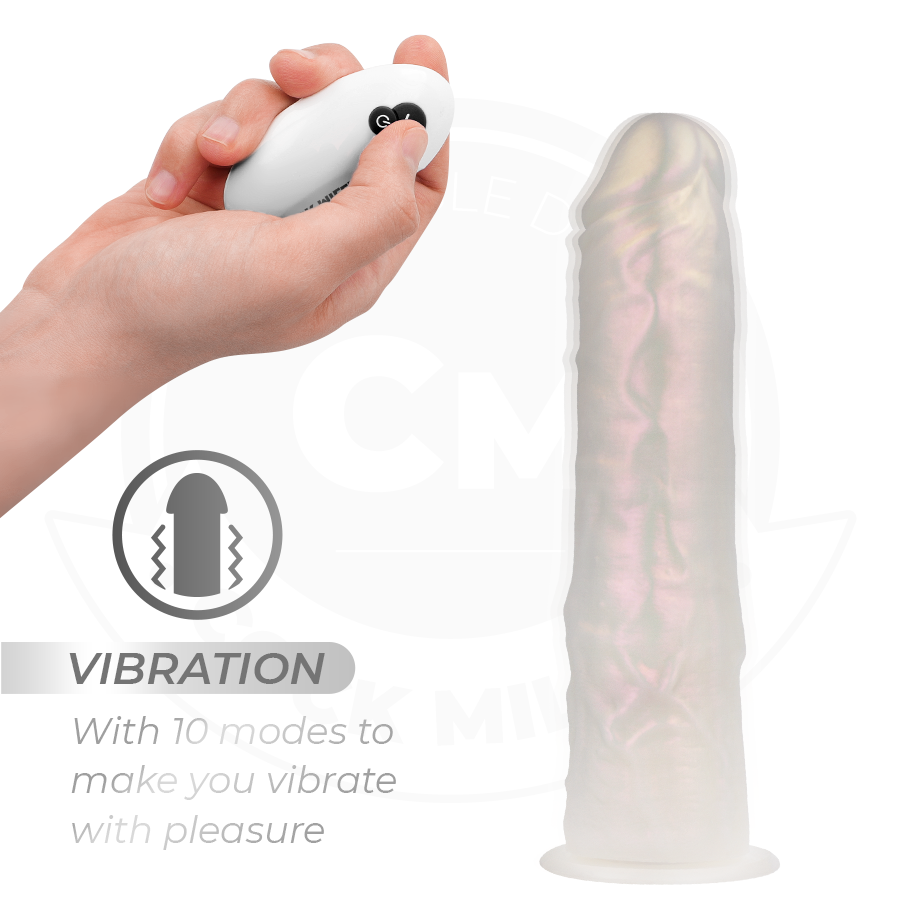 COCK MILLER - DILDO MIT SAUGNÄPFEN, LICHTERN UND VIBRATION MIT FERNBEDIENUNG WEISS 19,5 CM
