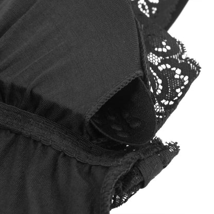 SUBBLIME - SCHWARZER TEDDY MIT BLUMENSPITZENDETAIL S/M