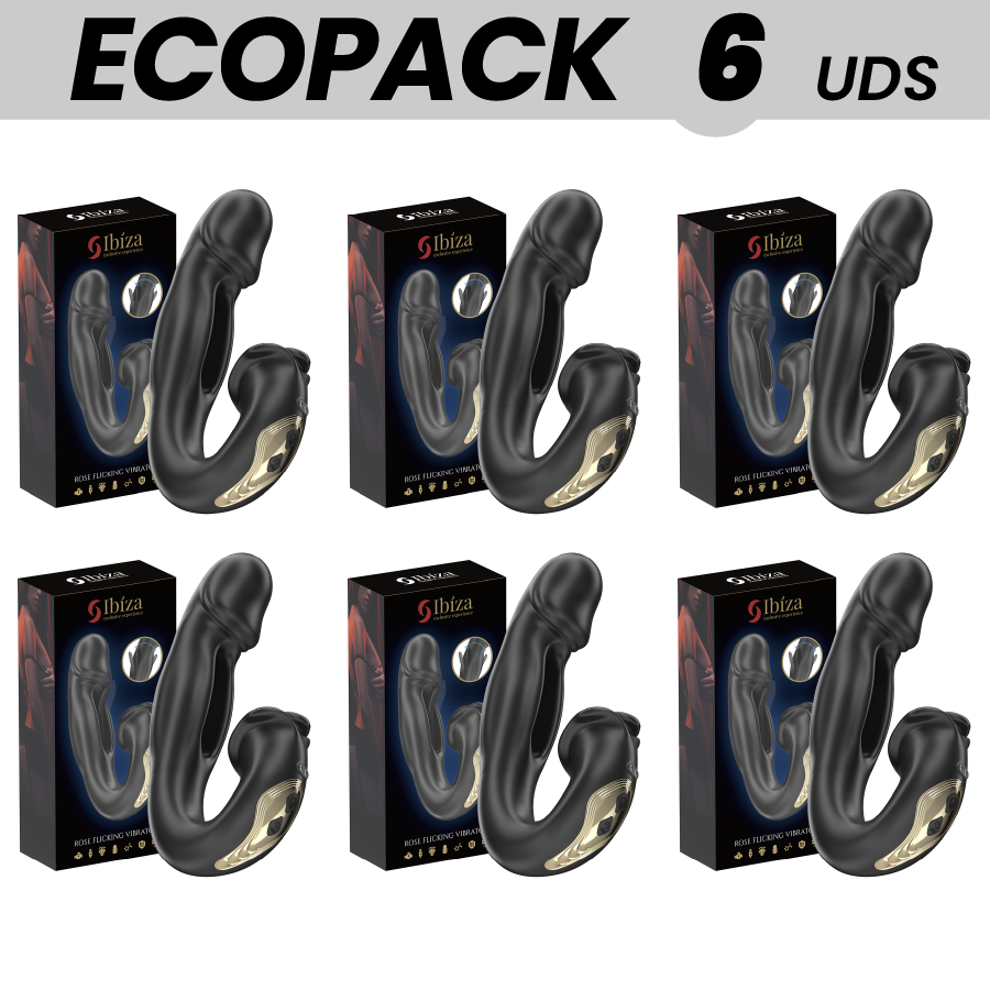ECOPACKS 6 EINHEITEN - IBIZA ROSE VIBRATOR MIT SCHNAPPEFFEKT UND KLITORISSTIMULATOR