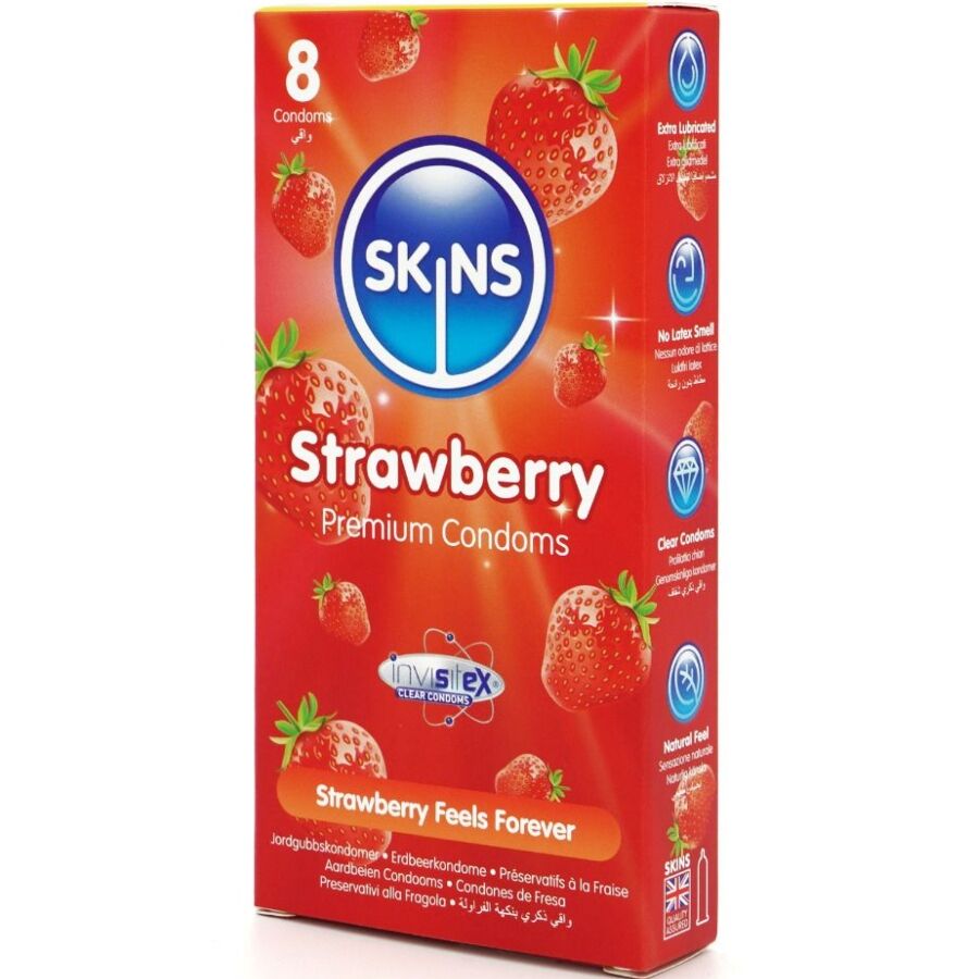 SKINS - ERDBEERE PREMIUM KONDOME PACKUNG 8