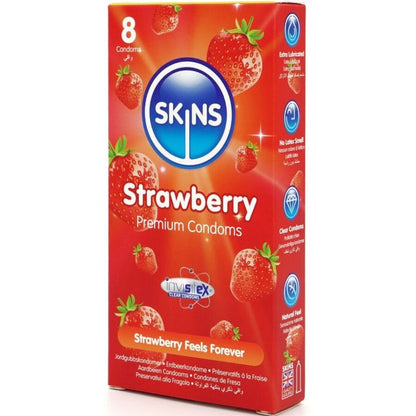 SKINS - ERDBEERE PREMIUM KONDOME PACKUNG 8