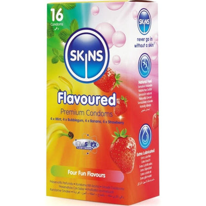 SKINS - PREMIUM-KONDOME MIT VERSCHIEDENEN AROMEN, 16ER-PACK