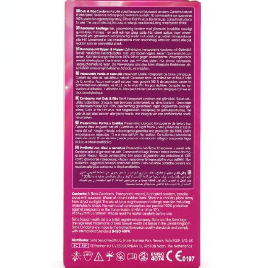 SKINS - DOTS &amp; RIBS PREMIUM-KONDOME PACKUNG 8