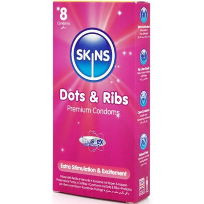 SKINS - DOTS &amp; RIBS PREMIUM-KONDOME PACKUNG 8