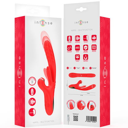 INTENSE - KAROL MULTIFUNKTIONSVIBRATOR STOSS &amp; STIMULATION &amp; STIMULIERENDE WELLEN ROT