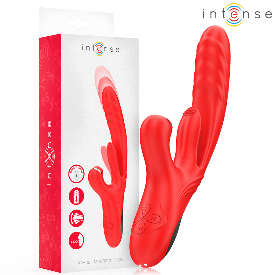 INTENSE - KAROL MULTIFUNKTIONSVIBRATOR STOSS &amp; STIMULATION &amp; STIMULIERENDE WELLEN ROT