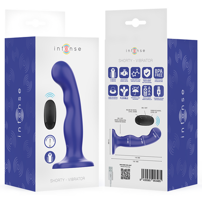 INTENSE - SHORTY VIBRATOR MIT SAUGNÄPFEN BLAU FERNBEDIENUNG