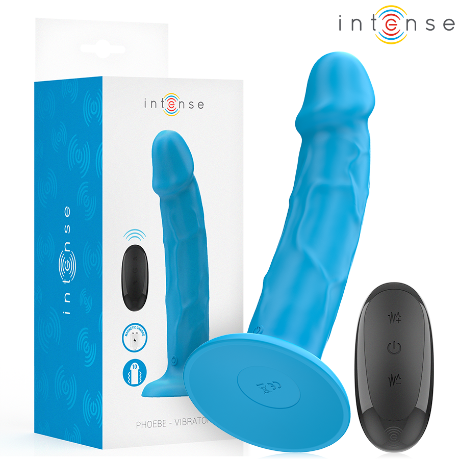 INTENSE - PHOEBE REALISTISCHER VIBRATOR 10 VIBRATIONEN BLAU FERNBEDIENUNG