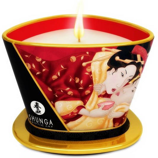 SHUNGA - MINI CARESS BY CANDELIGHT ERDBEEREN UND CAVA MASSAGEKERZE 170 ML