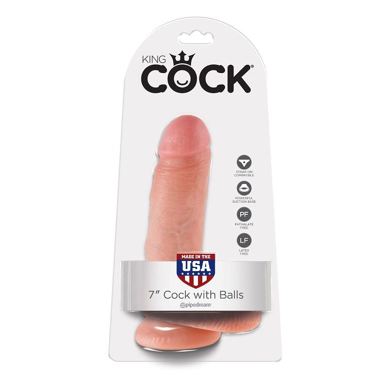 KING COCK - 7 DILDO FLESH MIT KUGELN 17,8 CM