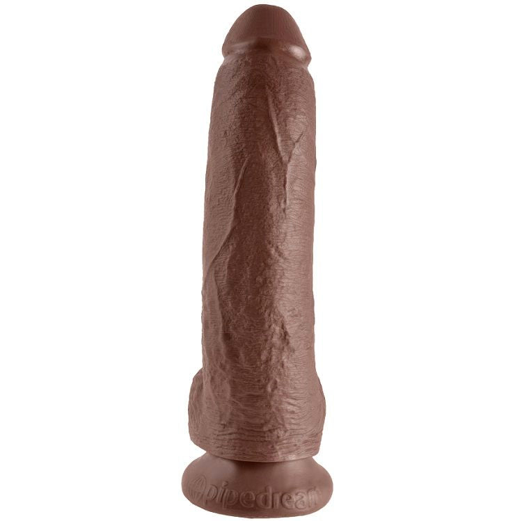 KING COCK - 9 DILDO BRAUN MIT KUGELN 22,9 CM