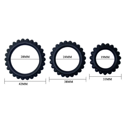 BAILE - TITAN SET 3-TEILIG COCKRING SCHWARZ 2,8 + 2,4 + 1,9 CM 