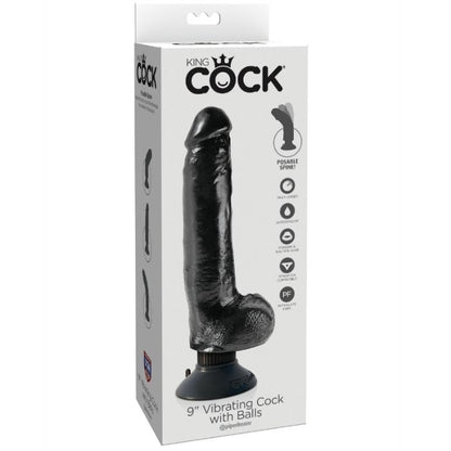 KING COCK - 23 CM VIBRIERENDER SCHWANZ MIT KUGELN SCHWARZ