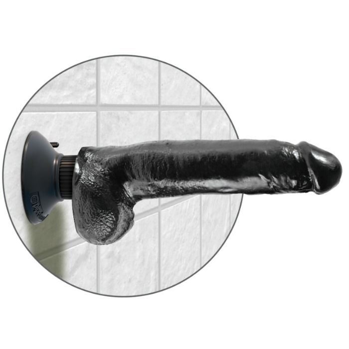 KING COCK - 23 CM VIBRIERENDER SCHWANZ MIT KUGELN SCHWARZ