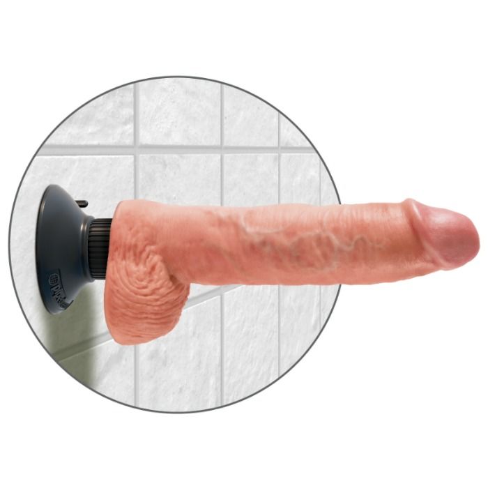 KING COCK - 25,5 CM VIBRIERENDER SCHWANZ MIT HAUTFLEISCHHODEN