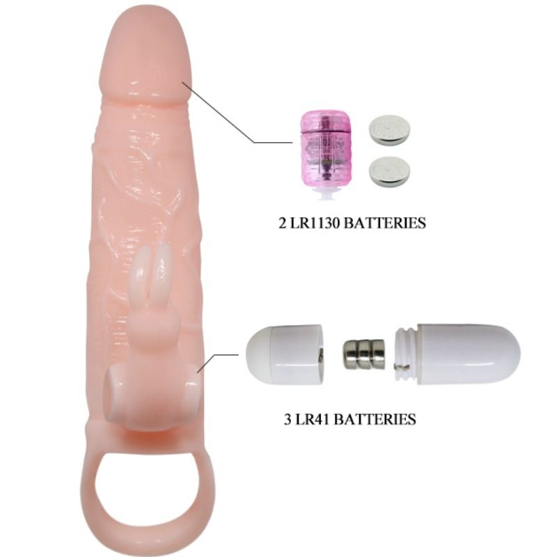 BAILE - BRAVE MAN PENIS COVER MIT KANINCHEN- UND DOPPELMOTORFLEISCH 16,5 CM