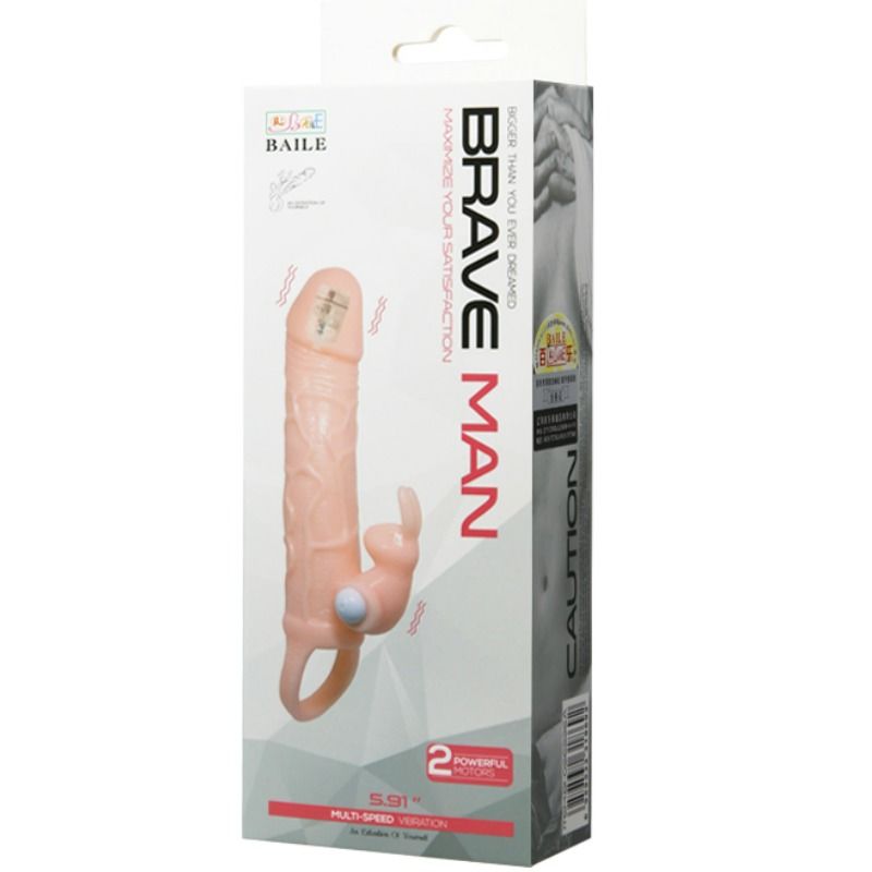 BAILE - BRAVE MAN PENIS COVER MIT KANINCHEN- UND DOPPELMOTORFLEISCH 16,5 CM