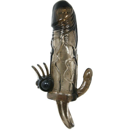 BAILE - BRAVE MAN PENIS-ABDECKUNG MIT KLITORIS- UND ANALSTIMULATION DOPPELKUGEL SCHWARZ 16,5 CM