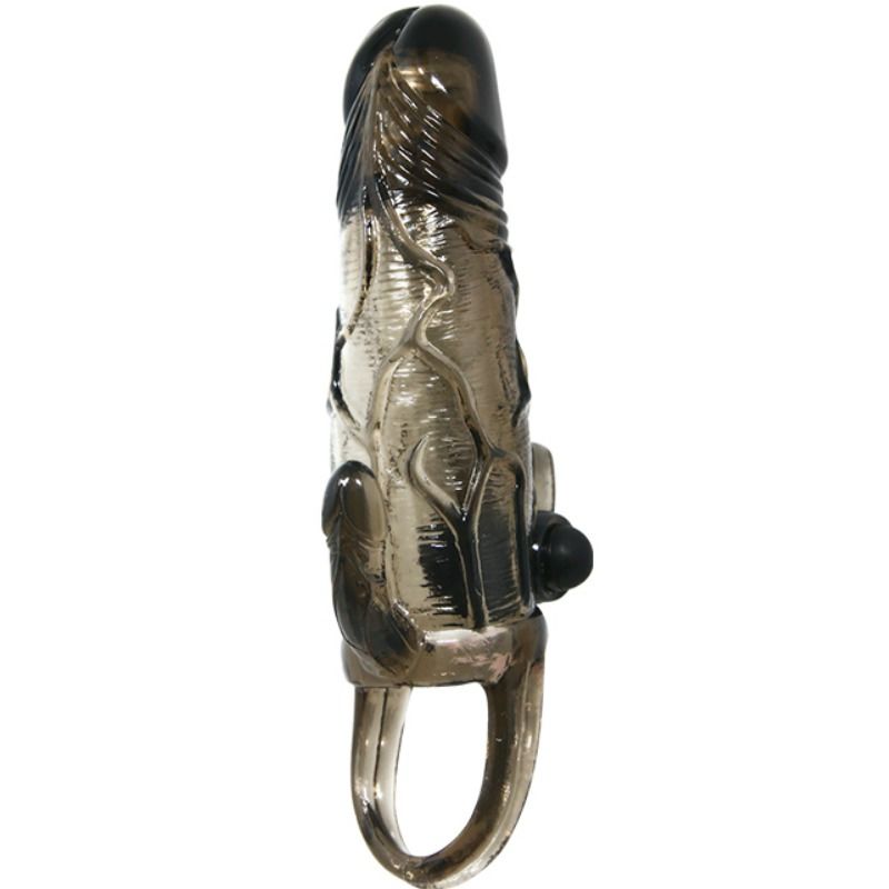 BAILE - BRAVE MAN PENIS-ABDECKUNG MIT KLITORIS- UND ANALSTIMULATION DOPPELKUGEL SCHWARZ 16,5 CM