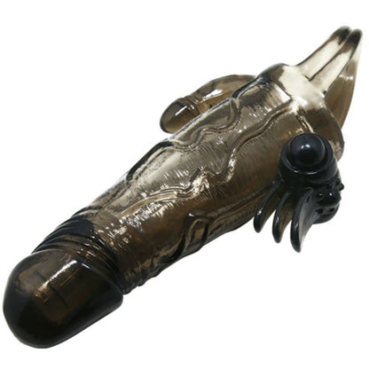 BAILE - BRAVE MAN PENIS-ABDECKUNG MIT KLITORIS- UND ANALSTIMULATION DOPPELKUGEL SCHWARZ 16,5 CM