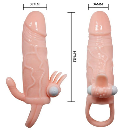 BAILE - BRAVE MAN PENIS-ABDECKUNG MIT KLITORIS- UND ANALSTIMULATION, HAUTFLEISCH, 16,5 CM
