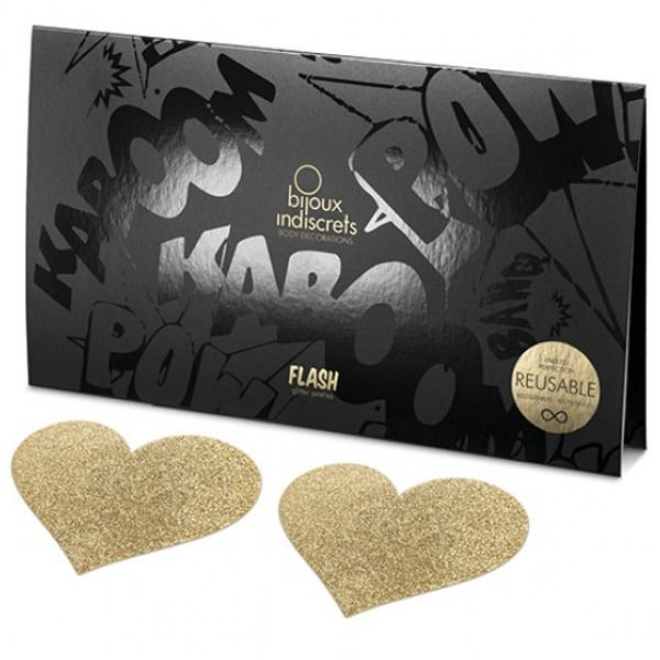BIJOUX - INDISCRETS FLASH GOLDENE HERZ-NIPPELABDECKUNGEN